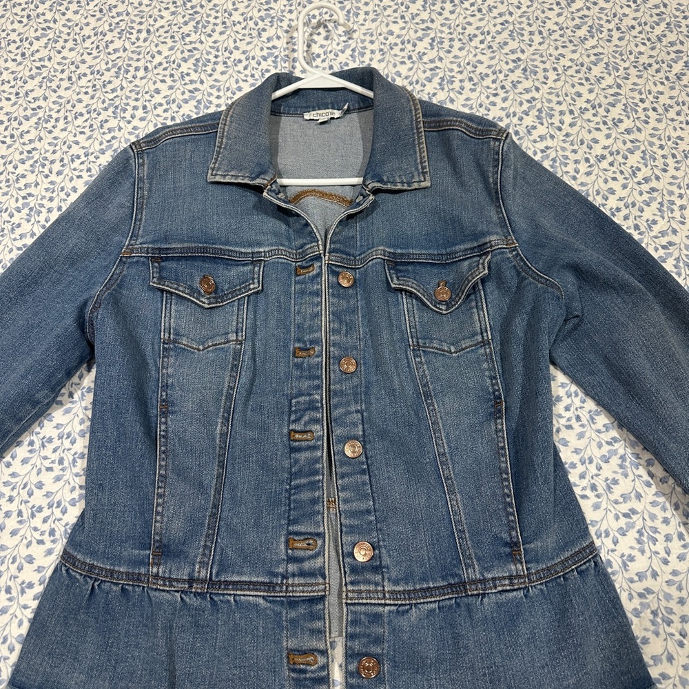 Chico's Blue Jean Jacket with Fitted Silhouette